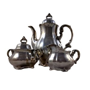 Set alemán para el té de porcelana bañada en plata