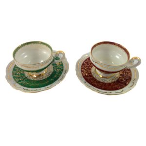 Dos tacitas de porcelana alemana pintada a mano